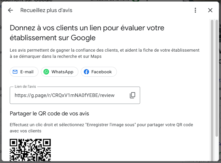 Référencement local : lien pour avis client